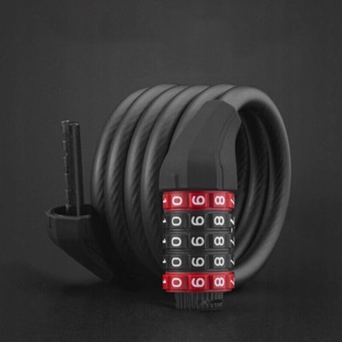 Zapięcie rowerowe Rockbros RKS507-1BK na szyfr 1,8m - czarne Zapięcie rowerowe Rockbros RKS507-1BK na szyfr 1,8m - czarne