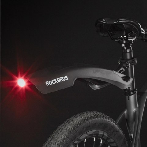 Błotnik Rockbros DNB8001BK z czerwoną lampką LED - czarny
