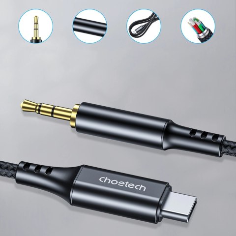 Kabel Choetech AUX008 USB-C / mini jack 3.5mm 2 m - czarny Kabel Choetech AUX008 USB-C / mini jack 3.5mm 2 m - czarny