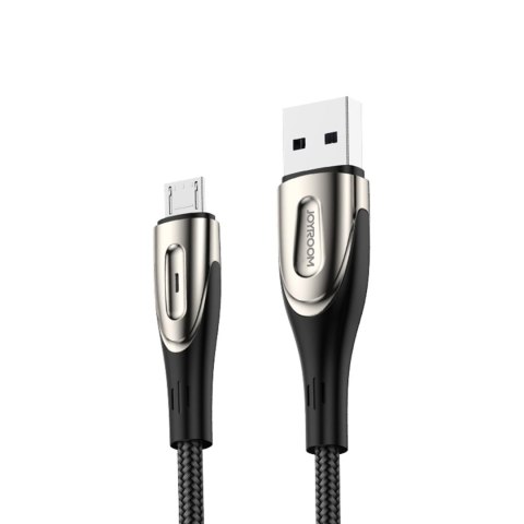 Kabel Joyroom Sharp Series S-M411 USB-A / micro USB 3A 1.2m ze wskaźnikiem ładowania - czarny Kabel Joyroom Sharp Series S-M411 USB-A / micro USB 3A 1.2m ze wskaźnikiem ładowania - czarny