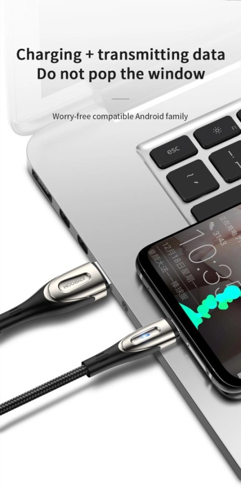 Kabel Joyroom Sharp Series S-M411 USB-A / micro USB 3A 1.2m ze wskaźnikiem ładowania - czarny Kabel Joyroom Sharp Series S-M411 USB-A / micro USB 3A 1.2m ze wskaźnikiem ładowania - czarny