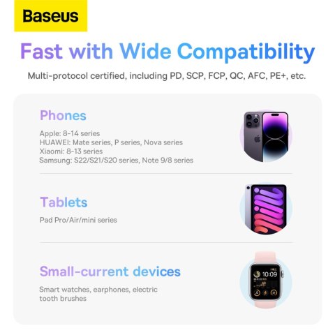 Powerbank Baseus Comet Series z wyświetlaczem 10000mAh 22.5W - fioletowy + kabel USB-A / USB-C