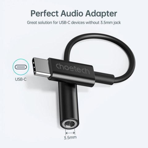Przejściówka Choetech AUX003 USB-C / DC 3.5mm audio - czarna Przejściówka Choetech AUX003 USB-C / DC 3.5mm audio - czarna
