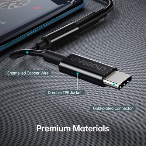 Przejściówka Choetech AUX003 USB-C / DC 3.5mm audio - czarna Przejściówka Choetech AUX003 USB-C / DC 3.5mm audio - czarna