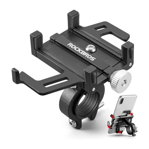 Uchwyt rowerowy Rockbros 699-BK ze stopu aluminium do telefonu - czarny Uchwyt rowerowy Rockbros 699-BK ze stopu aluminium do telefonu - czarny