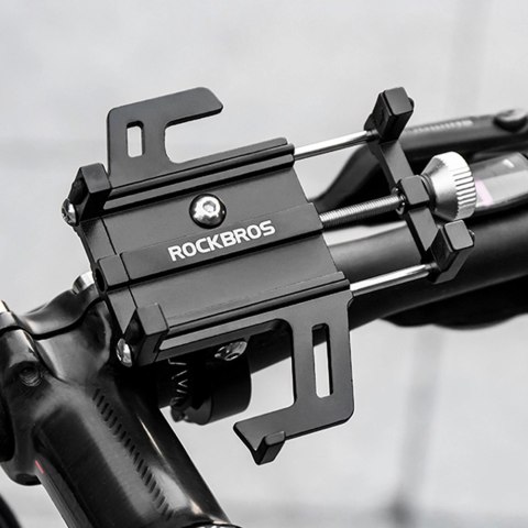 Uchwyt rowerowy Rockbros 699-BK ze stopu aluminium do telefonu - czarny Uchwyt rowerowy Rockbros 699-BK ze stopu aluminium do telefonu - czarny