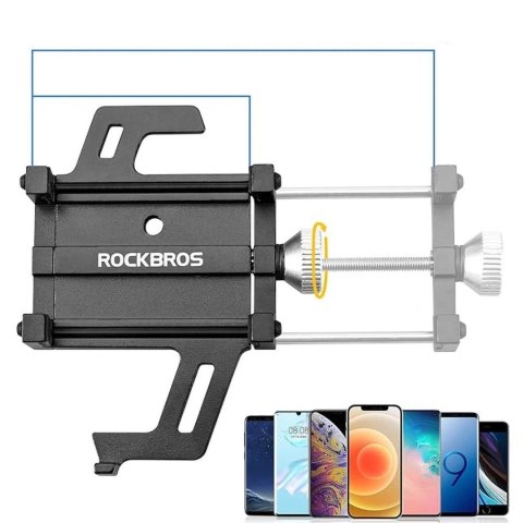 Uchwyt rowerowy Rockbros 699-BK ze stopu aluminium do telefonu - czarny Uchwyt rowerowy Rockbros 699-BK ze stopu aluminium do telefonu - czarny
