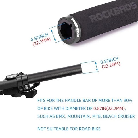 Uchwyty rowerowe Rockbros BT1001BKBK z gąbki na kierownicę - czarne Uchwyty rowerowe Rockbros BT1001BKBK z gąbki na kierownicę - czarne