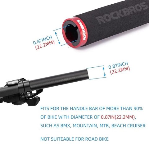 Uchwyty rowerowe Rockbros BT1001BKRD z gąbki na kierownicę - czarno-czerwone Uchwyty rowerowe Rockbros BT1001BKRD z gąbki na kierownicę - czarno-czerwone