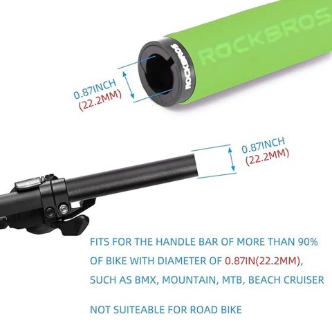 Uchwyty rowerowe Rockbros BT1001GNBK z gąbki na kierownicę - zielono-czarne Uchwyty rowerowe Rockbros BT1001GNBK z gąbki na kierownicę - zielono-czarne
