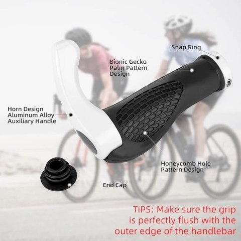 Zestaw uchwytów rowerowych Rockbros BT1007W z rogami - biały Zestaw uchwytów rowerowych Rockbros BT1007W z rogami - biały
