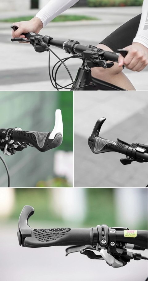 Zestaw uchwytów rowerowych Rockbros BT1007W z rogami - biały Zestaw uchwytów rowerowych Rockbros BT1007W z rogami - biały
