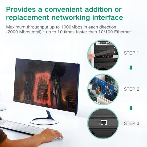 Karta sieciowa Ugreen US230 Gigabit 10/100/1000Mbps PCI-E - czarna