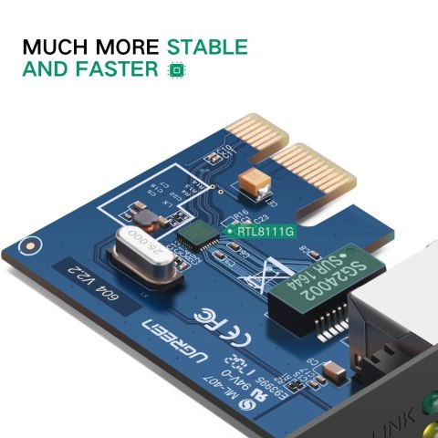 Karta sieciowa Ugreen US230 Gigabit 10/100/1000Mbps PCI-E - czarna