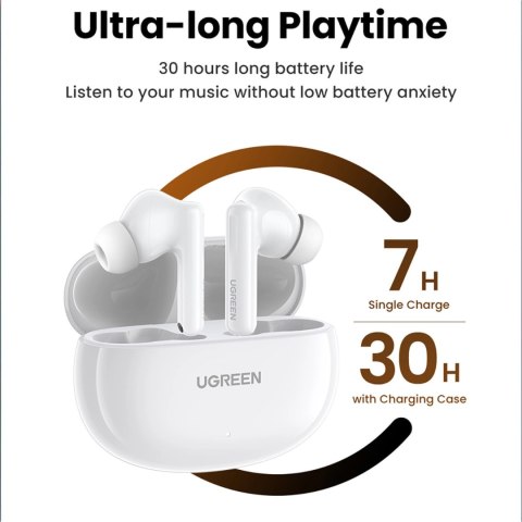 Słuchawki bezprzewodowe Ugreen HiTune T6 z funkcją ANC + kabel USB-A - USB-C - białe Słuchawki bezprzewodowe Ugreen HiTune T6 z funkcją ANC + kabel USB-A - USB-C - białe