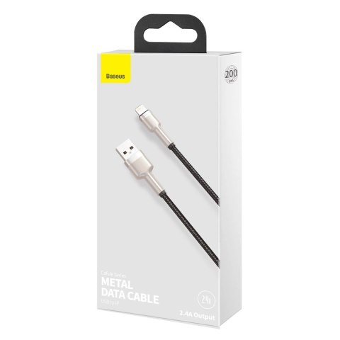 Kabel Baseus Cafule Series Metal Data USB-A / Lightning 2.4A 1m - czarny Kabel Baseus Cafule Series Metal Data USB-A / Lightning 2.4A 1m - czarny