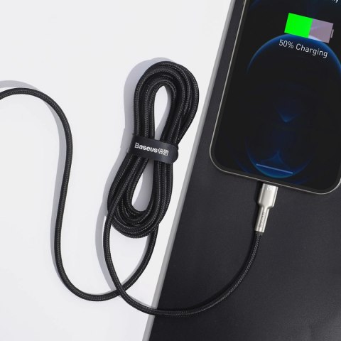 Kabel Baseus Cafule Series Metal Data USB-A / Lightning 2.4A 1m - czarny Kabel Baseus Cafule Series Metal Data USB-A / Lightning 2.4A 1m - czarny