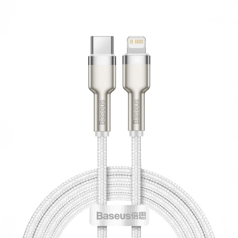 Kabel Baseus Cafule Series Metal Data USB-C / Lightning 20W PD 1 m - biały Kabel Baseus Cafule Series Metal Data USB-C / Lightning 20W PD 1 m - biały