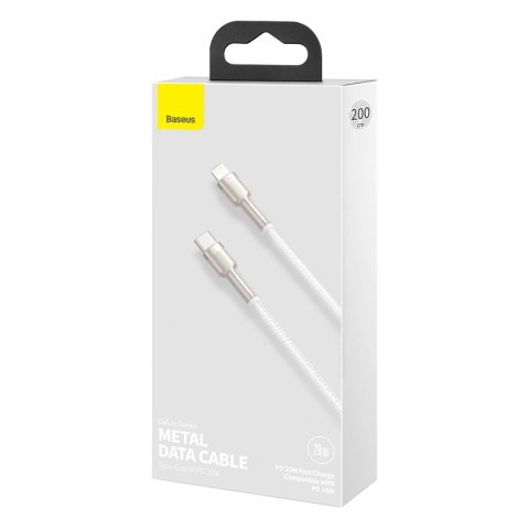 Kabel Baseus Cafule Series Metal Data USB-C / Lightning 20W PD 1 m - biały Kabel Baseus Cafule Series Metal Data USB-C / Lightning 20W PD 1 m - biały