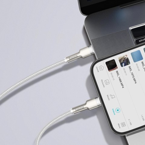 Kabel Baseus Cafule Series Metal Data USB-C / Lightning 20W PD 1 m - biały Kabel Baseus Cafule Series Metal Data USB-C / Lightning 20W PD 1 m - biały
