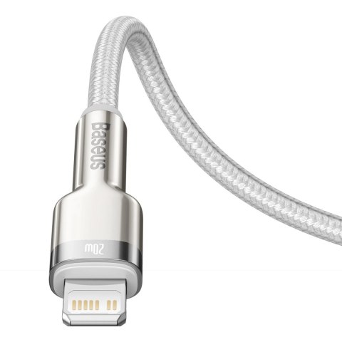 Kabel Baseus Cafule Series Metal Data USB-C / Lightning 20W PD 2 m - biały Kabel Baseus Cafule Series Metal Data USB-C / Lightning 20W PD 2 m - biały