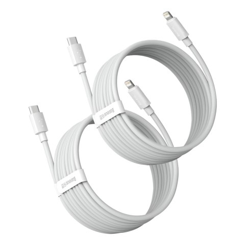 Kabel Baseus Simple Wisdom Lightning / USB-C 20W 1.5 m 2 szt. - biały Kabel Baseus Simple Wisdom Lightning / USB-C 20W 1.5 m 2 szt. - biały