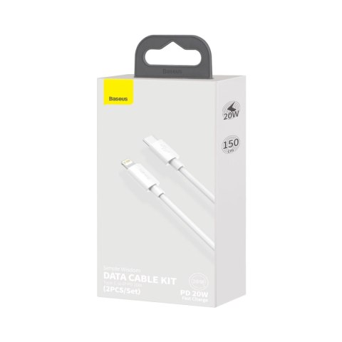 Kabel Baseus Simple Wisdom Lightning / USB-C 20W 1.5 m 2 szt. - biały Kabel Baseus Simple Wisdom Lightning / USB-C 20W 1.5 m 2 szt. - biały
