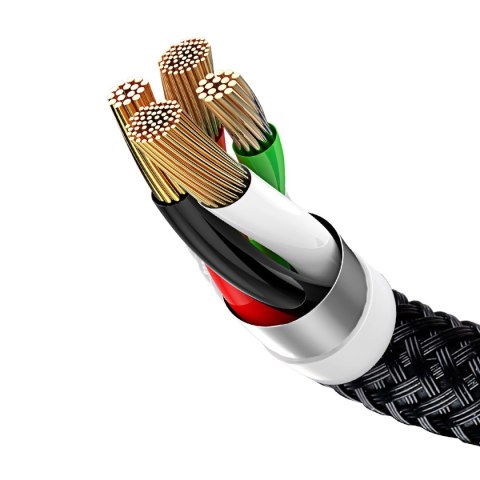 Kabel Baseus Three Primary Colors 3w1 USB-A - micro USB / Lightning / USB-C 3.5A 0,3 m - czarny Kabel Baseus Three Primary Colors 3w1 USB-A - micro USB / Lightning / USB-C 3.5A 0,3 m - czarny