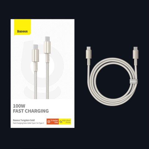 Kabel Baseus Tungsten Gold USB-C / USB-C 100W 2m - złoty Kabel Baseus Tungsten Gold USB-C / USB-C 100W 2m - złoty