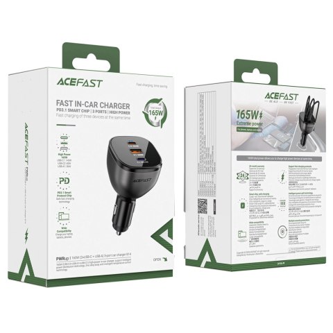 Ładowarka Acefast B14 samochodowa 165W 2x USB-C 1x USB-A - czarna