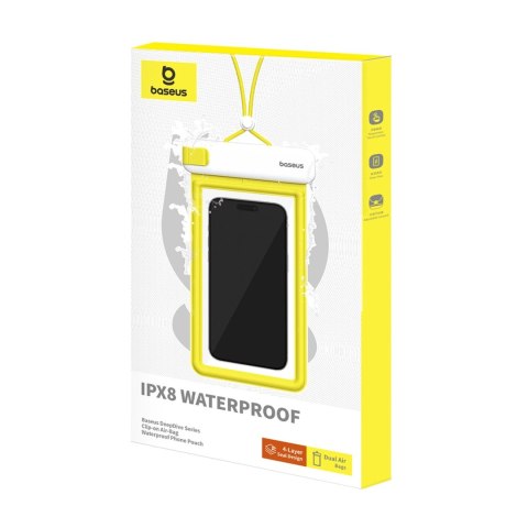 Etui Baseus DeepDive wodoodporne IPX8 z 4 warstwami uszczelnienia - biało-żółte Etui Baseus DeepDive wodoodporne IPX8 z 4 warstwami uszczelnienia - biało-żółte