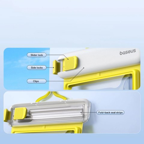 Etui Baseus DeepDive wodoodporne IPX8 z 4 warstwami uszczelnienia - biało-żółte Etui Baseus DeepDive wodoodporne IPX8 z 4 warstwami uszczelnienia - biało-żółte