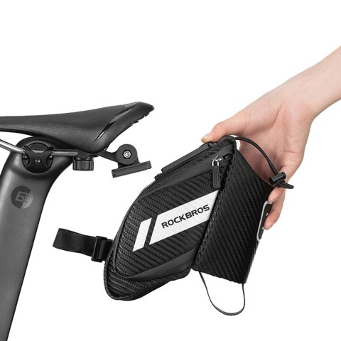 Torba rowerowa Rockbros C32BK podsiodłowa 1,5 l z kieszonką na bidon - czarna Torba rowerowa Rockbros C32BK podsiodłowa 1,5 l z kieszonką na bidon - czarna