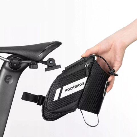 Torba rowerowa Rockbros C32BK podsiodłowa 1,5 l z kieszonką na bidon - czarna Torba rowerowa Rockbros C32BK podsiodłowa 1,5 l z kieszonką na bidon - czarna