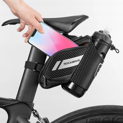 Torba rowerowa Rockbros C32BK podsiodłowa 1,5 l z kieszonką na bidon - czarna Torba rowerowa Rockbros C32BK podsiodłowa 1,5 l z kieszonką na bidon - czarna
