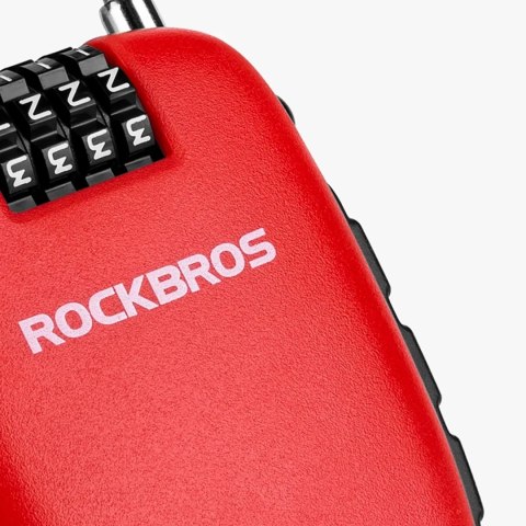 Zapięcie rowerowe Rockbros 32420981001 z linką zwijaną - czerwone Zapięcie rowerowe Rockbros 32420981001 z linką zwijaną - czerwone