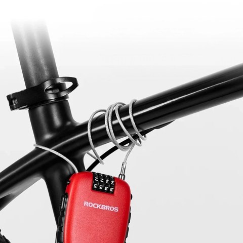 Zapięcie rowerowe Rockbros 32420981001 z linką zwijaną - czerwone Zapięcie rowerowe Rockbros 32420981001 z linką zwijaną - czerwone