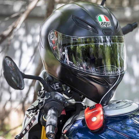 Zapięcie rowerowe Rockbros 32420981001 z linką zwijaną - czerwone Zapięcie rowerowe Rockbros 32420981001 z linką zwijaną - czerwone