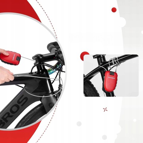 Zapięcie rowerowe Rockbros 32420981001 z linką zwijaną - czerwone Zapięcie rowerowe Rockbros 32420981001 z linką zwijaną - czerwone