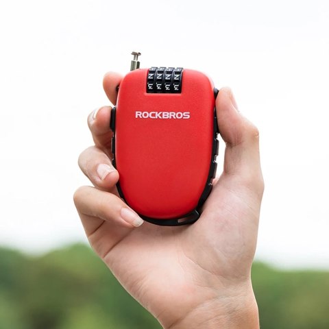 Zapięcie rowerowe Rockbros 32420981001 z linką zwijaną - czerwone Zapięcie rowerowe Rockbros 32420981001 z linką zwijaną - czerwone