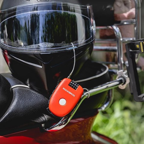Zapięcie rowerowe Rockbros 32420981001 z linką zwijaną - czerwone Zapięcie rowerowe Rockbros 32420981001 z linką zwijaną - czerwone
