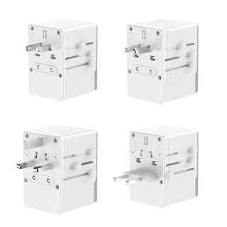 Adapter podróżny Dudao A65Pro 65W EU / US / JP / AUS / UK 2x USB-C 2x USB-A - biały