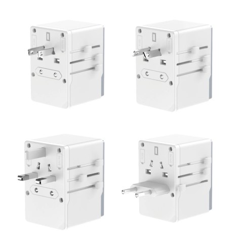 Adapter podróżny Dudao A65Pro 65W EU / US / JP / AUS / UK 2x USB-C 2x USB-A - biały Adapter podróżny Dudao A65Pro 65W EU / US / JP / AUS / UK 2x USB-C 2x USB-A - biały