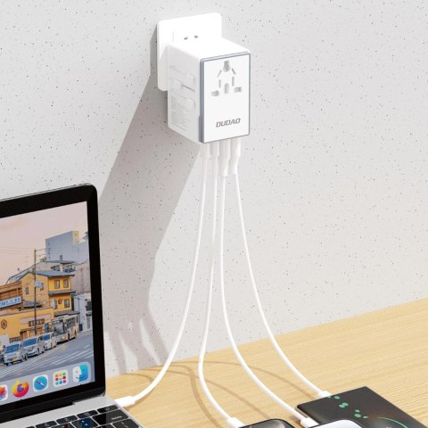 Adapter podróżny Dudao A65Pro 65W EU / US / JP / AUS / UK 2x USB-C 2x USB-A - biały Adapter podróżny Dudao A65Pro 65W EU / US / JP / AUS / UK 2x USB-C 2x USB-A - biały