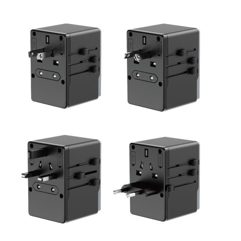 Adapter podróżny Dudao A65Pro 65W EU / US / JP / AUS / UK 2x USB-C 2x USB-A - czarny Adapter podróżny Dudao A65Pro 65W EU / US / JP / AUS / UK 2x USB-C 2x USB-A - czarny