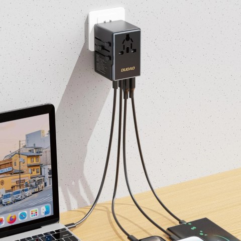 Adapter podróżny Dudao A65Pro 65W EU / US / JP / AUS / UK 2x USB-C 2x USB-A - czarny Adapter podróżny Dudao A65Pro 65W EU / US / JP / AUS / UK 2x USB-C 2x USB-A - czarny