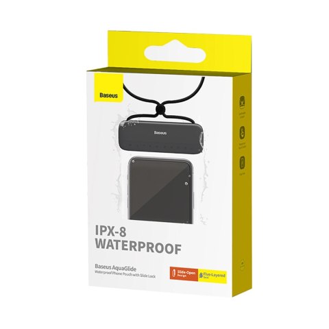 Etui Baseus AquaGlide BS-PC029 wodoodporne IPX8 z systemem Slide Lock - czarne Etui Baseus AquaGlide BS-PC029 wodoodporne IPX8 z systemem Slide Lock - czarne