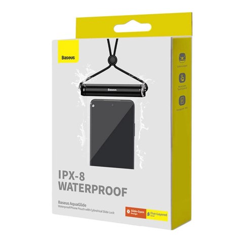 Etui Baseus AquaGlide BS-PC030 wodoodporne IPX8 z cylindrycznym zapięciem - czarne Etui Baseus AquaGlide BS-PC030 wodoodporne IPX8 z cylindrycznym zapięciem - czarne