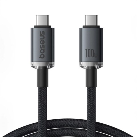 Kabel Baseus Crystal Shine CB000089 USB-C / USB-C USB3.2 100W 20Gbps 1.5m - czarny Kabel Baseus Crystal Shine CB000089 USB-C / USB-C USB3.2 100W 20Gbps 1.5m - czarny