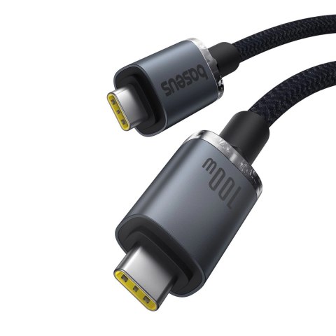 Kabel Baseus Crystal Shine CB000089 USB-C / USB-C USB3.2 100W 20Gbps 1.5m - czarny Kabel Baseus Crystal Shine CB000089 USB-C / USB-C USB3.2 100W 20Gbps 1.5m - czarny